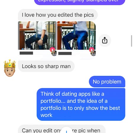 a guy who likes a sharp edit of his picture.