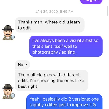 a message of a customer asking about my editing skills.