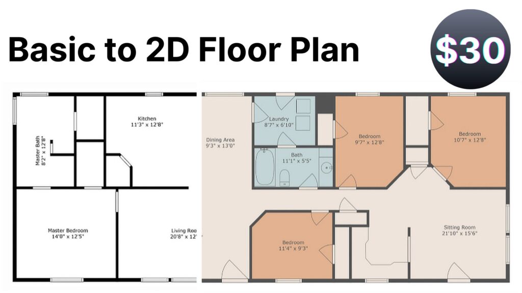 Visualization of floor plan upgrade.cost is $30