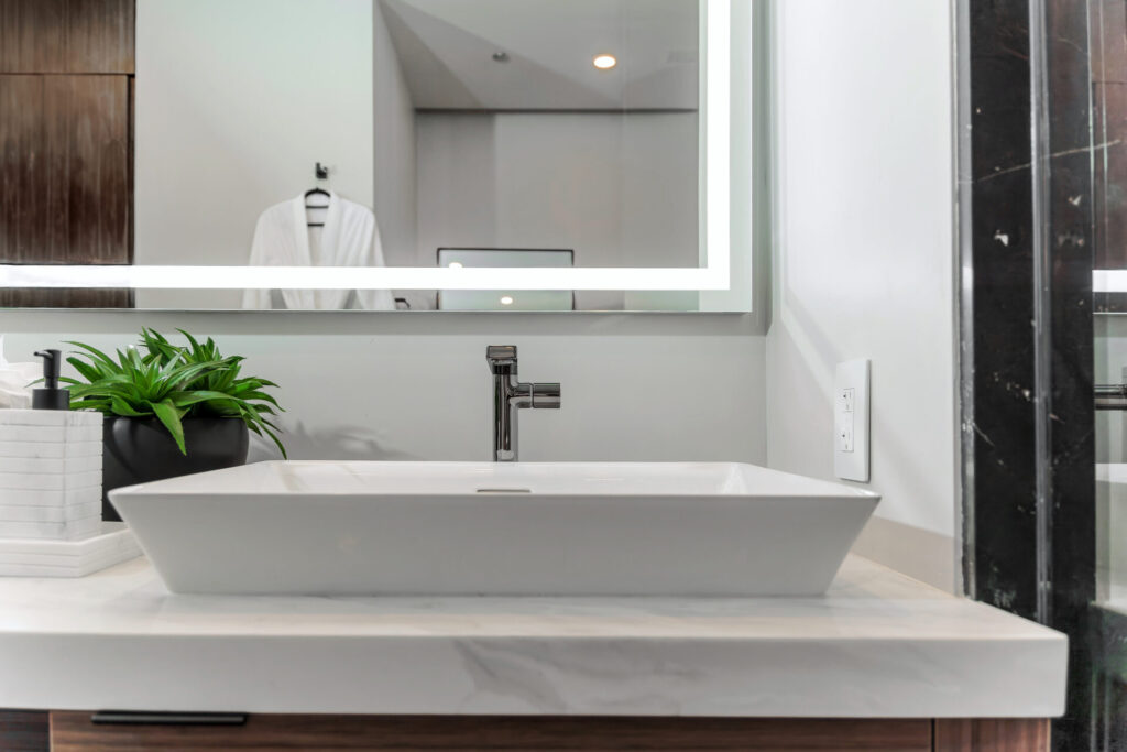 Modern Bathroom Sink | Backlit Mirror & Clean Design