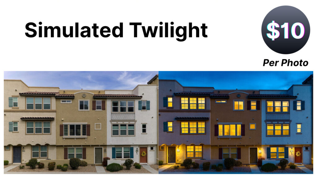 Side By Side Daylight & Twilight Photo cost is $10 per image