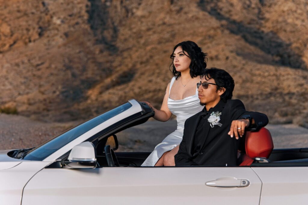 Stylish Wedding Couple Photographed at Sunset