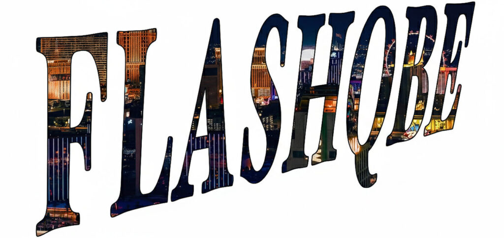 Flashqbe Logo with Las Vegas Skyline Typography