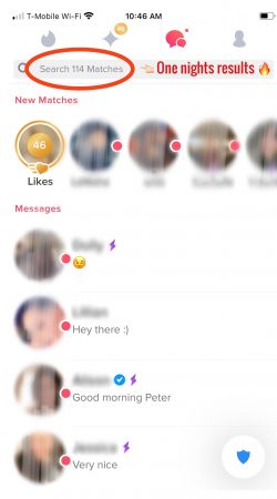 screenshot of a lot of tinder matches after using a photographer